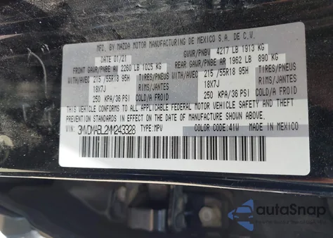 2021 Mazda Cx-30 Select from USA, damaged, VIN 3MVDMABL2MM243328